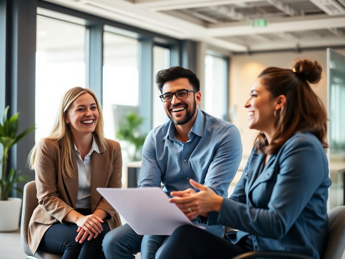 Happy clients in a strategy session
